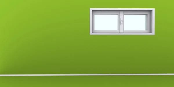 Tom grön vägg med fönster — Stockfoto