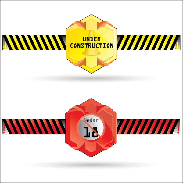 Vector Under Construction & 18+ age limit label — Stock Vector