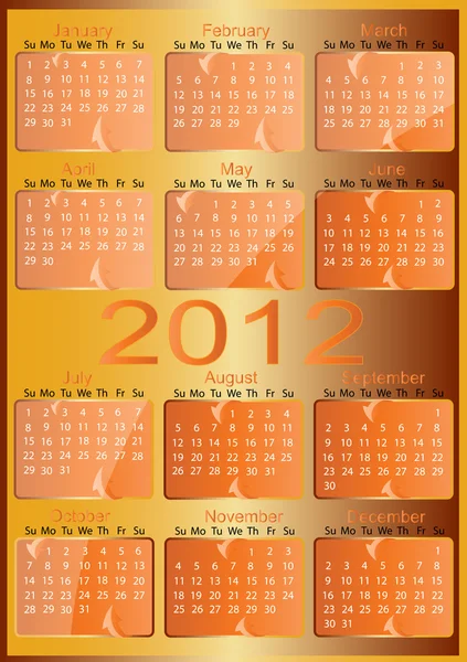 Calendario Vettoriale 2012 — Vettoriale Stock