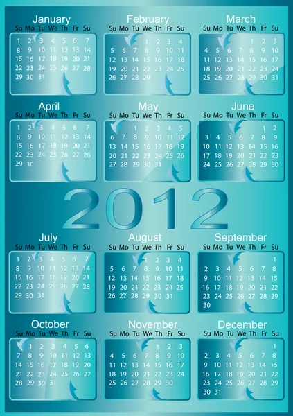Calendario Vettoriale 2012 — Vettoriale Stock