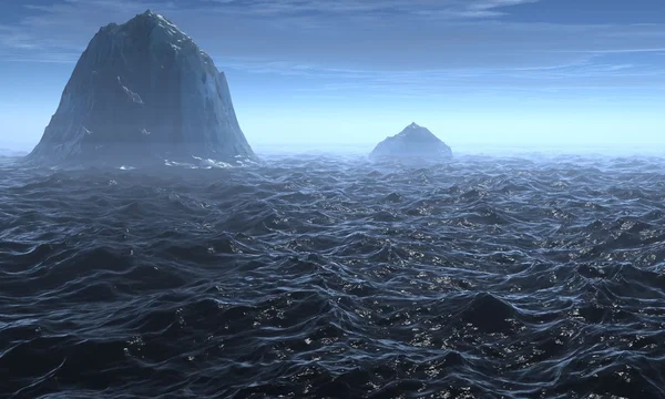 3D renderizado paisaje marino con iceberg — Foto de Stock