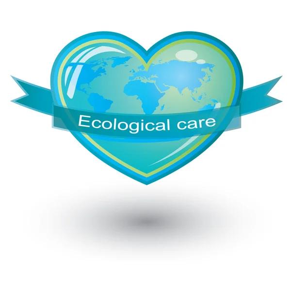 Cuidado ecológico vectorial, símbolo del corazón — Vector de stock