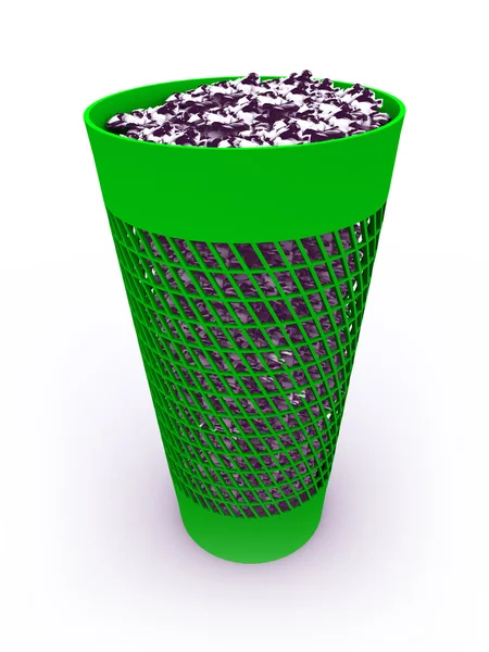 3D gerendert isoliert volle Papierkorb — Stockfoto