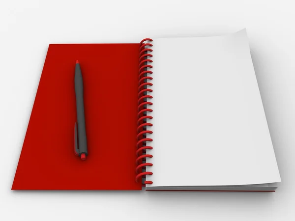 Notebook isolado renderizado 3D com caneta esferográfica — Fotografia de Stock