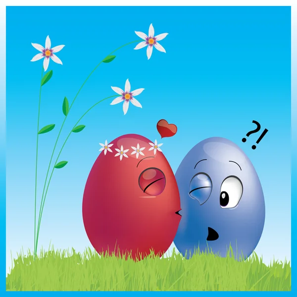 Vector Kissing Easter Egg figures — Stock Vector