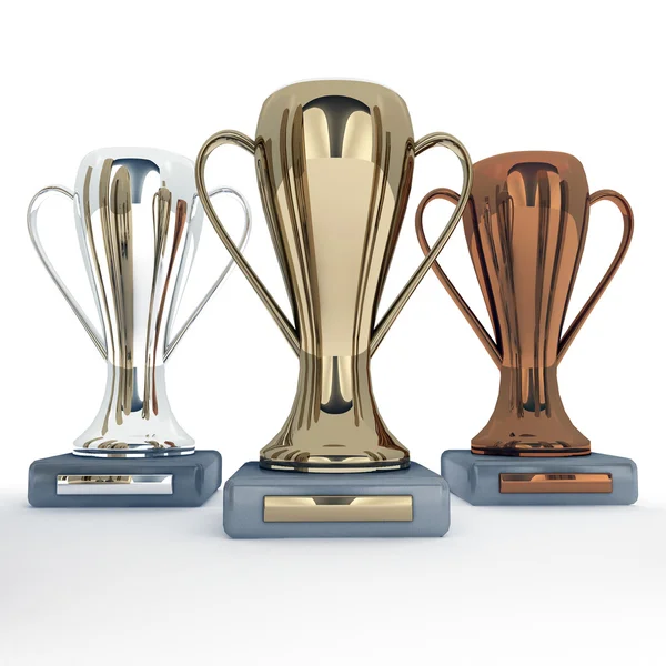 Conjunto de Taça de Troféu renderizado 3D — Fotografia de Stock