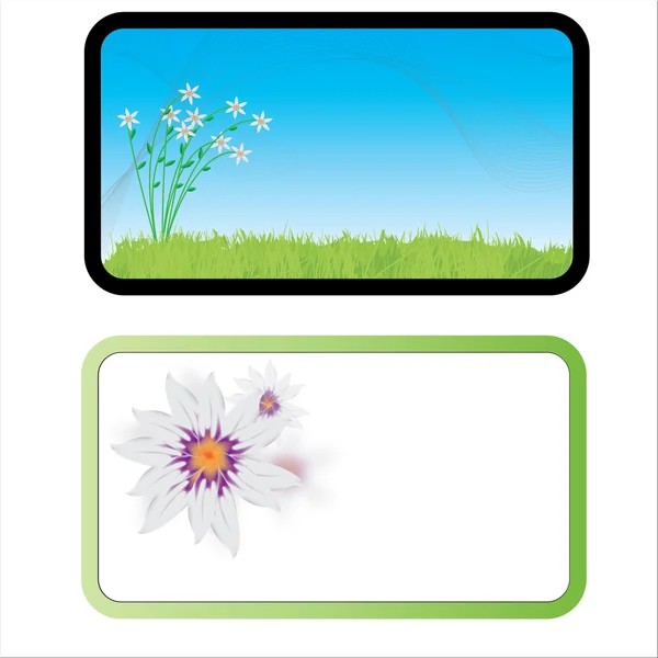 Carte de visite vectorielle avec fleurs — Image vectorielle