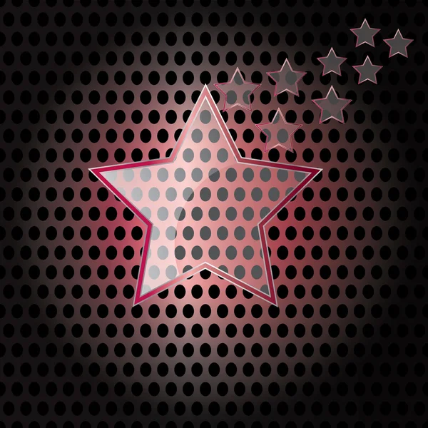 Vector Star avec cadre rouge sur fond métallique — Image vectorielle