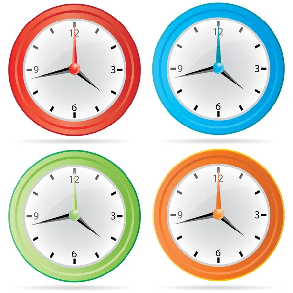 Vector Isolated Color Wall Clock Set — Stock Vector