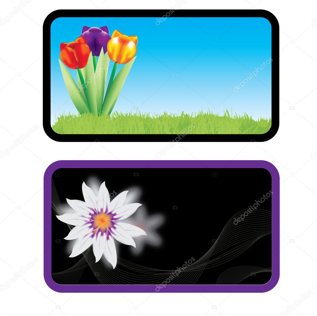 Vector business card with flowers