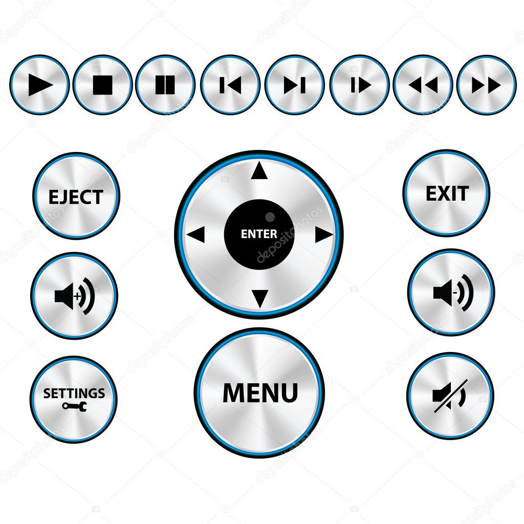 Vector Modern Media player Button Set