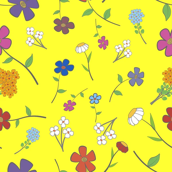 Żółty kwiatowy bez szwu — Wektor stockowy