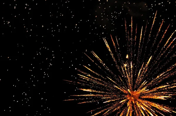 Golden festive fireworks — Stock Photo, Image