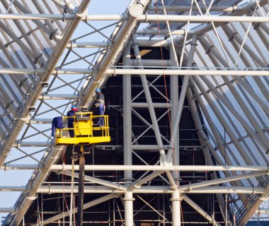 Roof construction of new stadium clipart