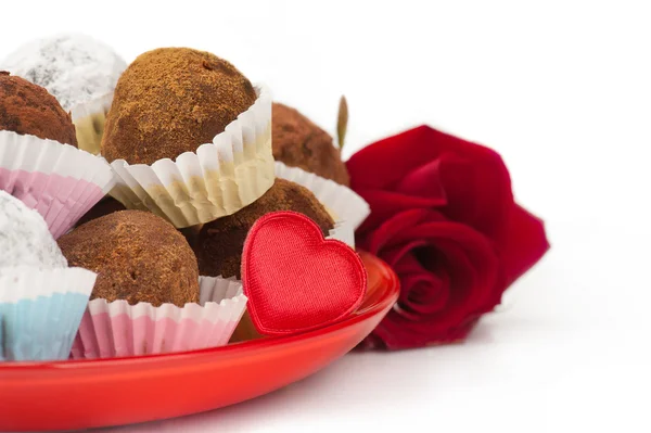 Valentijn chocolade truffels — Stockfoto