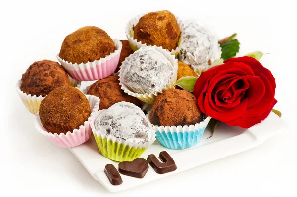 Sevgililer günü çikolata truffles — Stok fotoğraf
