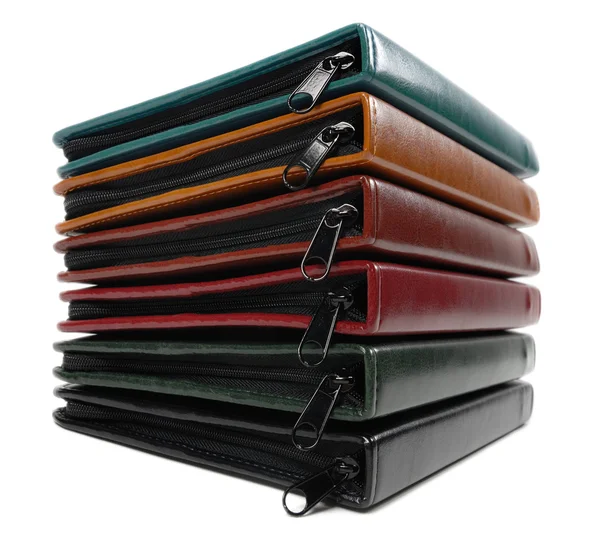Pilha de livros de notas de couro coloridos — Fotografia de Stock
