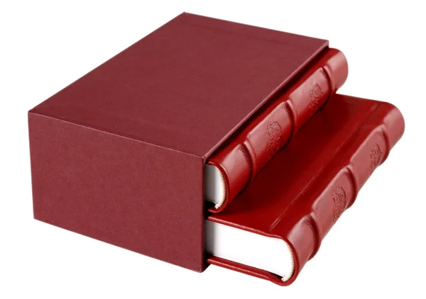 Červené kožené deníky — Stock fotografie