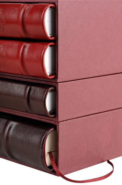 Braune und rote Ledertagebücher — Stockfoto