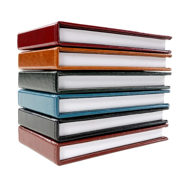 Stapel van kleurrijke lederen note-books — Stockfoto