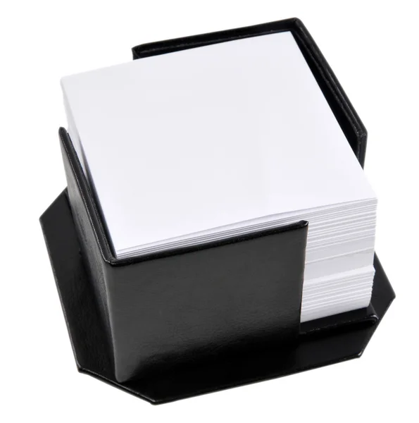 Memo cards in a black leather holder — Stock Photo, Image