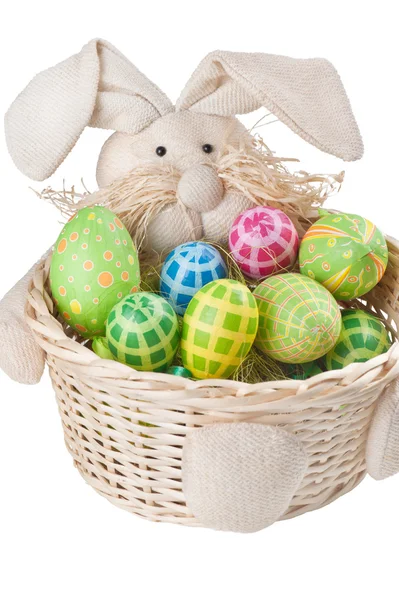 Huevos de Pascua y conejito —  Fotos de Stock