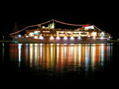 Cruise liner at night clipart