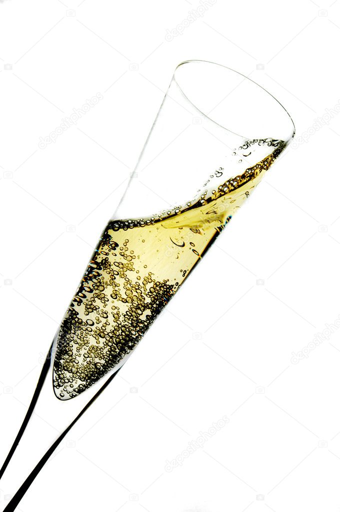 Glass of champagne isolated on white
