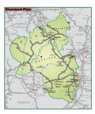 Rheinland-Pfalz Umgebungskarte gruen clipart