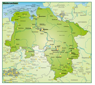 Niedersachsen Umgebungskarte Uebersicht