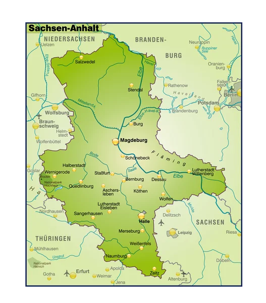 Sachsen-Anhalt Umgebungskarte uebersicht — Stok Vektör