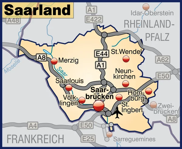 Bundesland Saarland — Stok Vektör