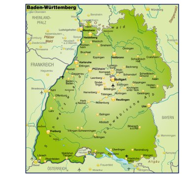Baden-Württemberg Umgebungskarte Uebersicht clipart