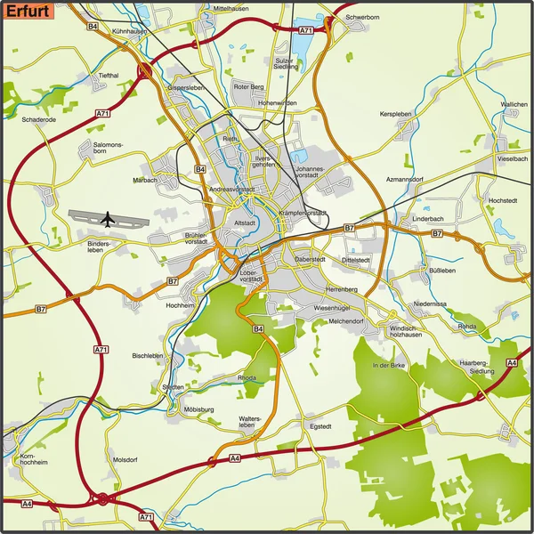 Satdtplan von Erfurt — Stockvektor