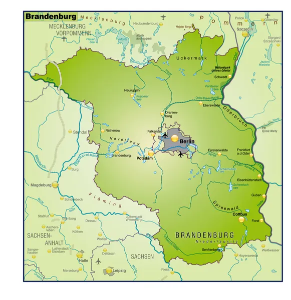 Brandenburg Umgebungskarte Uebersicht — Wektor stockowy