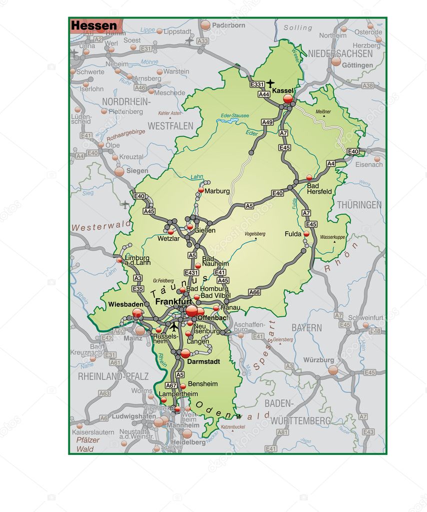 Hessen Umgebungskarte gruen