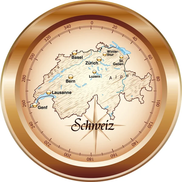 Schweiz_Kompass_kupfer — Stock vektor
