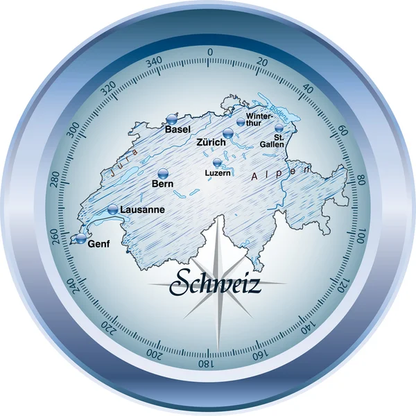Schweiz_Kompass_blau — Stock vektor