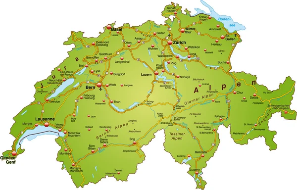 Schweiz _ gruen _ Autobahnen — стоковый вектор