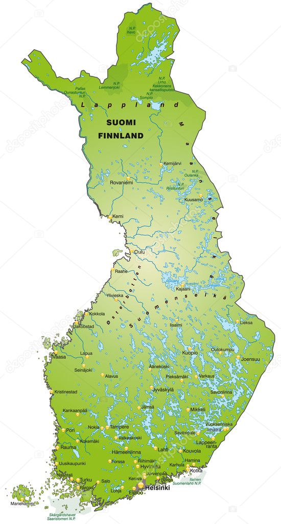 Finnland / Suomi als Inselkarte