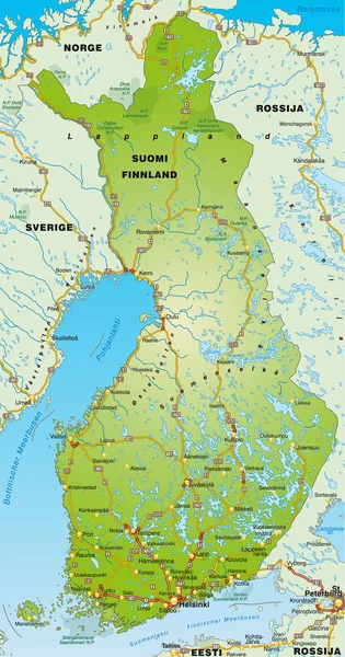 Landkarte von Finnland — Stockvektor