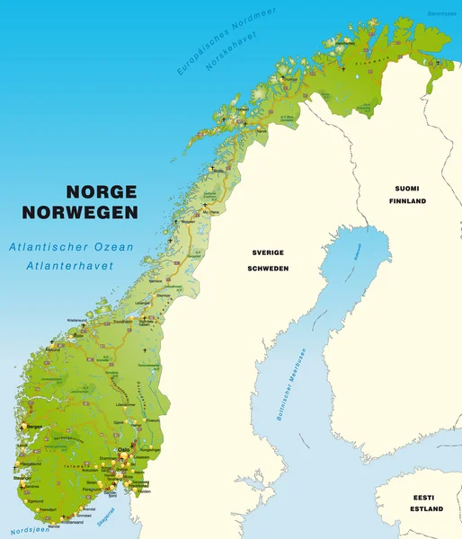 ノルウェー地図 — ストックベクタ