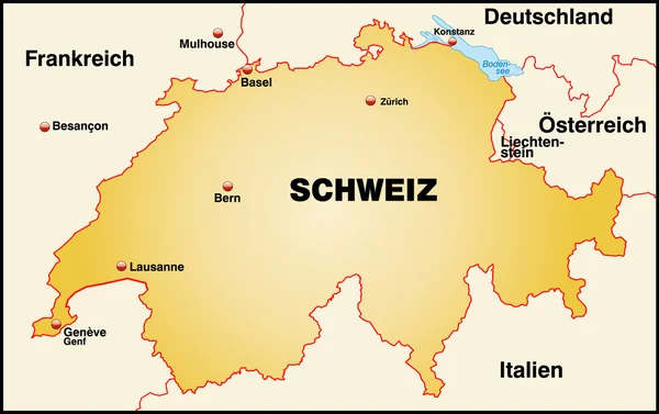 Karta över Schweiz — Stock vektor