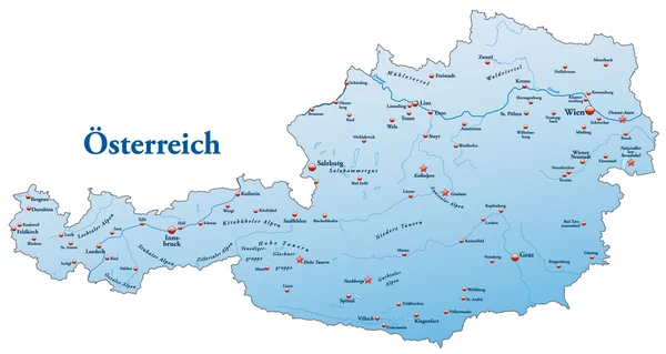 Avusturya Haritası — Stok Vektör