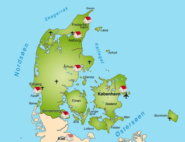 La carte de Danemark — Image vectorielle