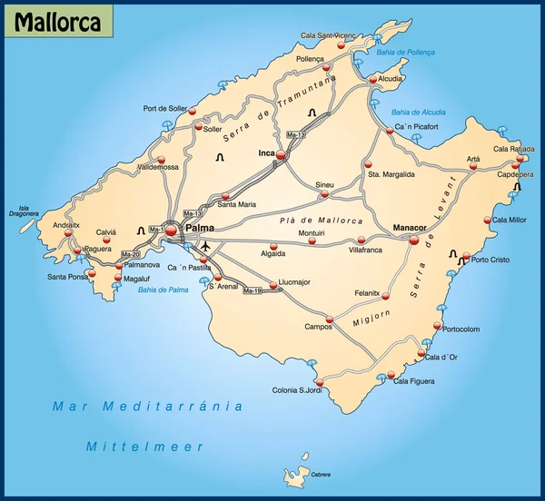 Map of mallorca Stock Vector Image by ©artalis #9556702