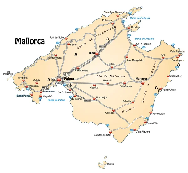 Karte von Mallorca — Stockfoto
