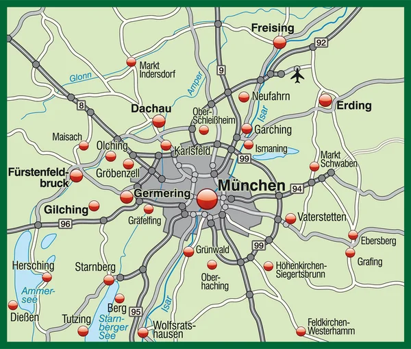 El mapa de munich —  Fotos de Stock