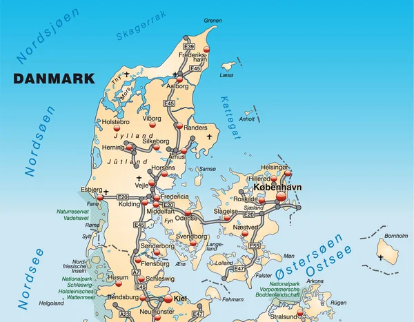 Карта Дании — стоковое фото