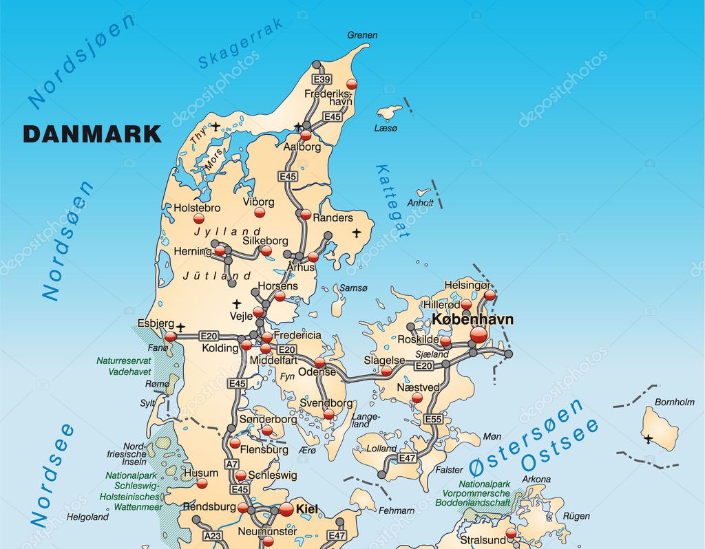 Karta över Danmark — Stockfotografi © artalis #9074879